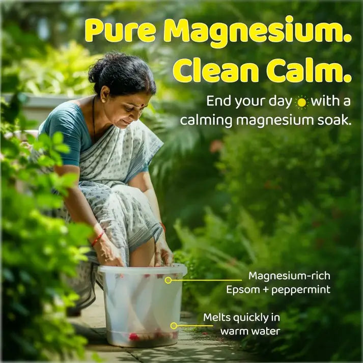 Magnesium Powered Epsom Salt Soak | 100% Pharma-grade Magnesium Sulphate | Peppermint Essential Oil | 800g Epsom Salt