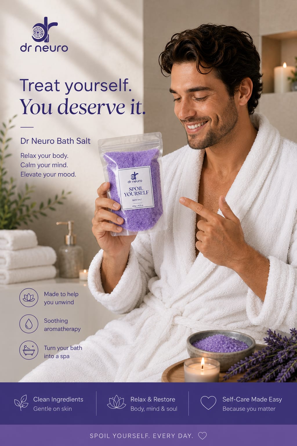 Dr Neuro "Spoil Yourself" Premium Bath Salt | Relaxing Aromatherapy Spa Bath Soak | 400g